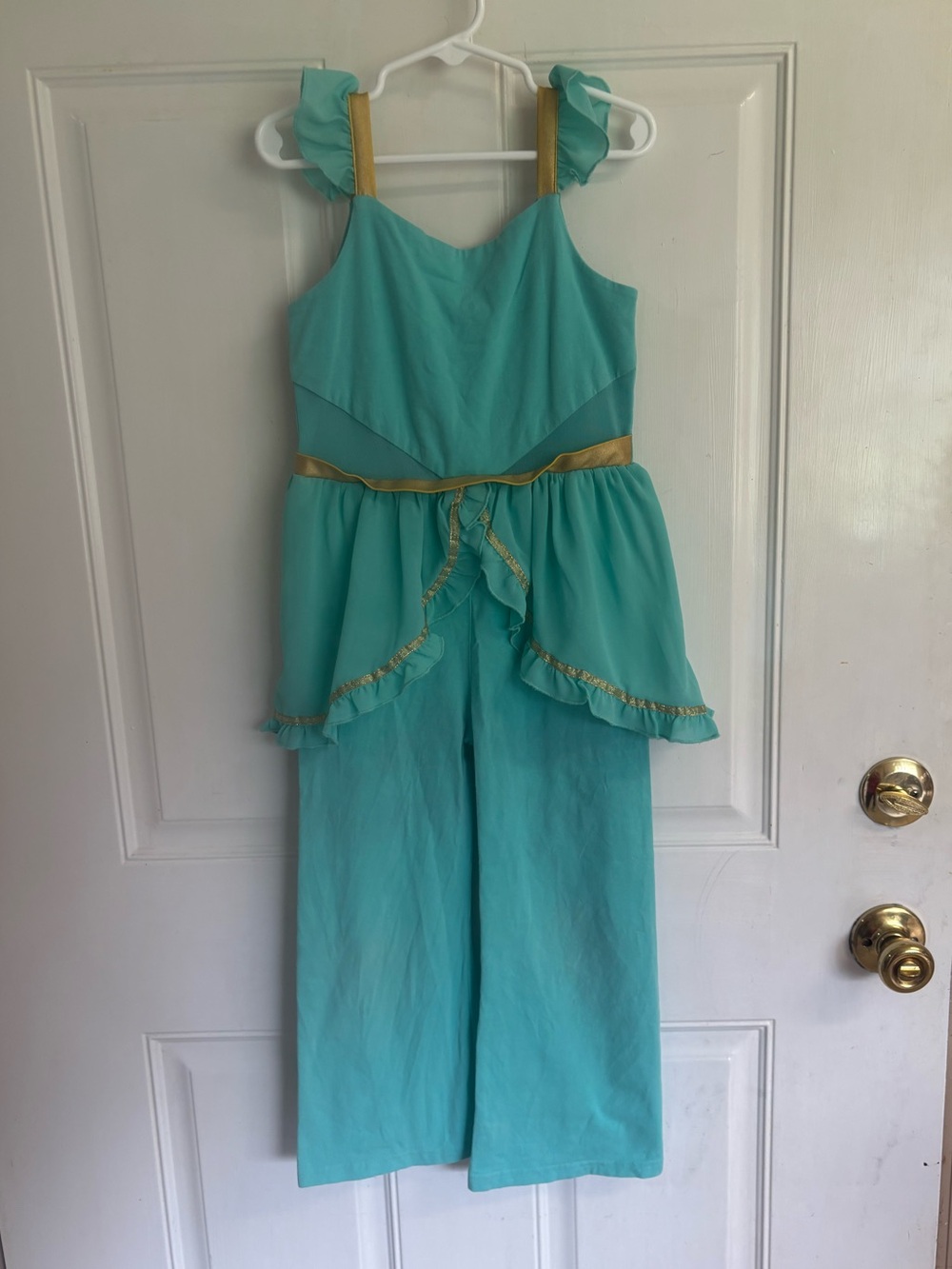 Size 5 Evie's Closet Princess Jasmine-inspired "Dreamer Romper" jumpsuit. In GUC